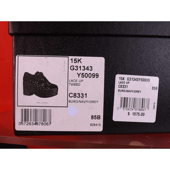 NIB CHANEL G31343 BURGUNDY TWO TONE TWEED CC PLATFORM OXFORDS WEDGE HEEL 39.5 9 - Picture 12 of 12